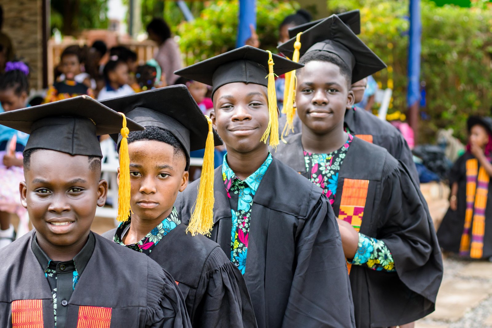 Graduates throwing caps
